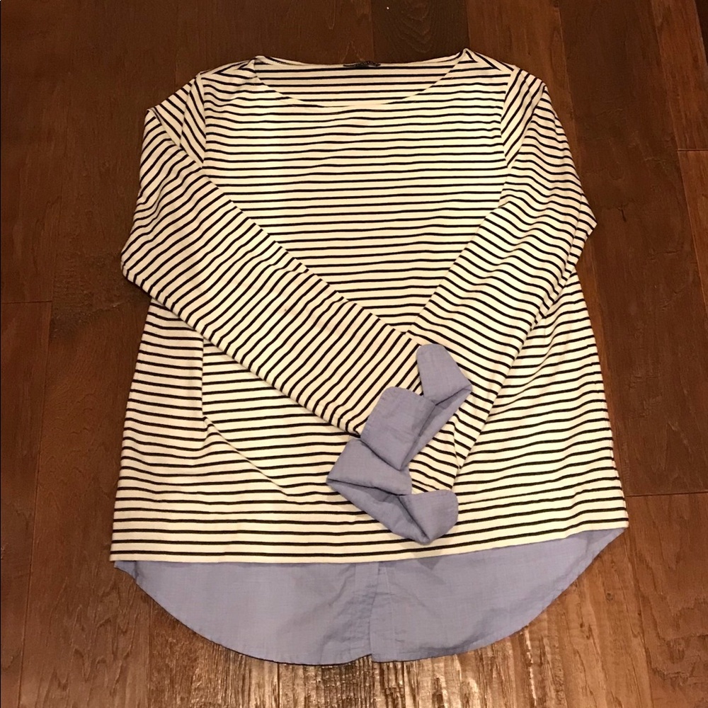 J Crew Striped Long Sleeve Layered Look Shirt